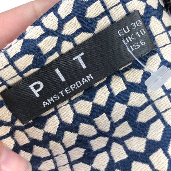 Blue/Cream PIT Amsterdam Fit & Flare Dress US Sz 6 - Picture 8 of 12